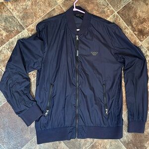 SALE!! Armani Eagle logo metal badge Full zip navy blue jacket.